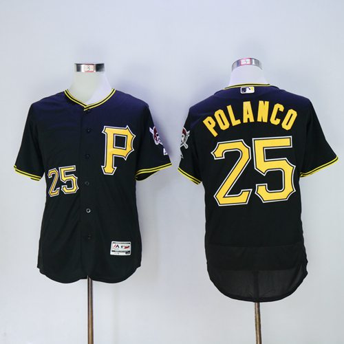 Pirates #25 Gregory Polanco Black Flexbase Authentic Collection Stitched MLB Jersey